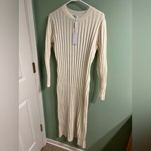 Petal & Pup Cream Long Sleeve Knit Dress